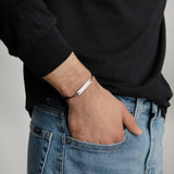 Engraved Silver Bar String Bracelet